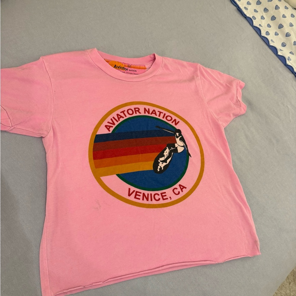 Aviator Nation Kids Pink Graphic T-Shirt